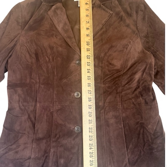 Chocolate Brown Suede Blazer XL Jacket Coat Preston York 3 Button Pocket Y2K Vtg - Picture 9 of 9